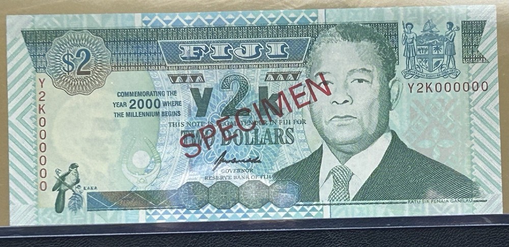 Fiji 2 Dollars, 2000 P-102s Commemorative Y2K000000 Specimen UNC RARE !