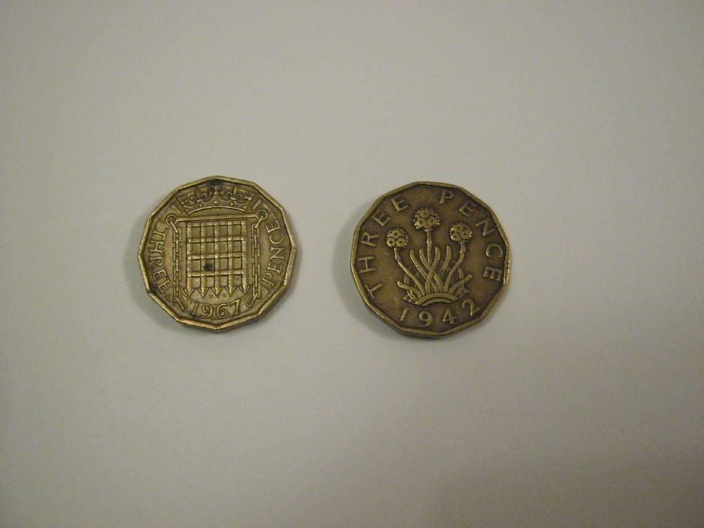 threepenny coins 1942 & 1967