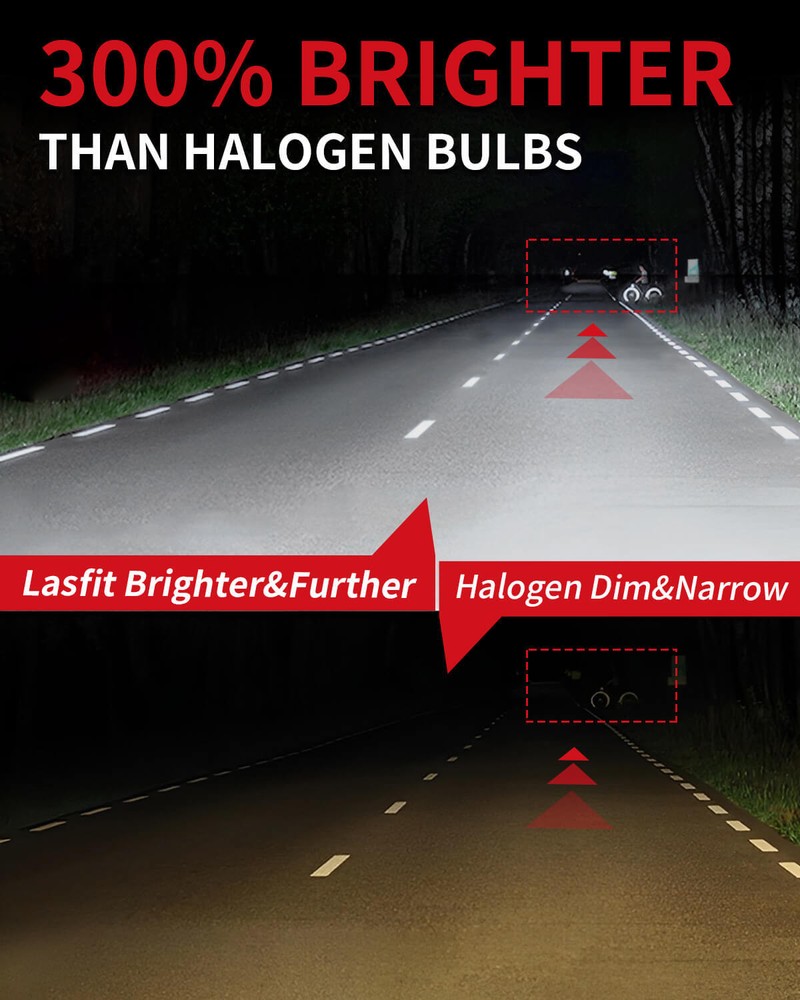 LASFIT 9005/HB3 LED Headlight Bulbs High Beam Conversion Kit White Super Bright