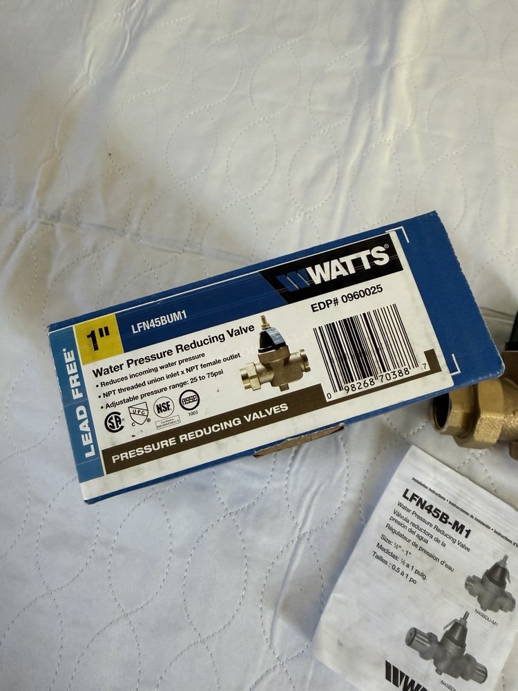Watts LFN45B-M1 1" Brass Water Pressure Reducing Valve Lead Free