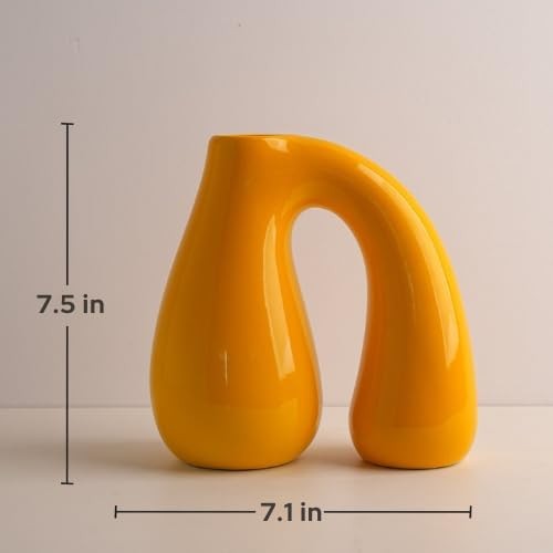 PROBENEX Yellow Ceramic Decorative Pitcher Medium (7.5 inch Tall),