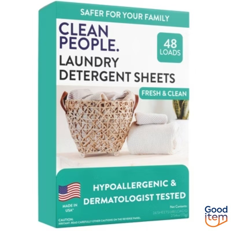 Clean People Laundry Detergent Sheets - Fresh & Clean - 48 Loads