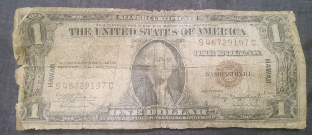 1935A $1 One Dollar Silver Certificate Hawaii Emergency Issue