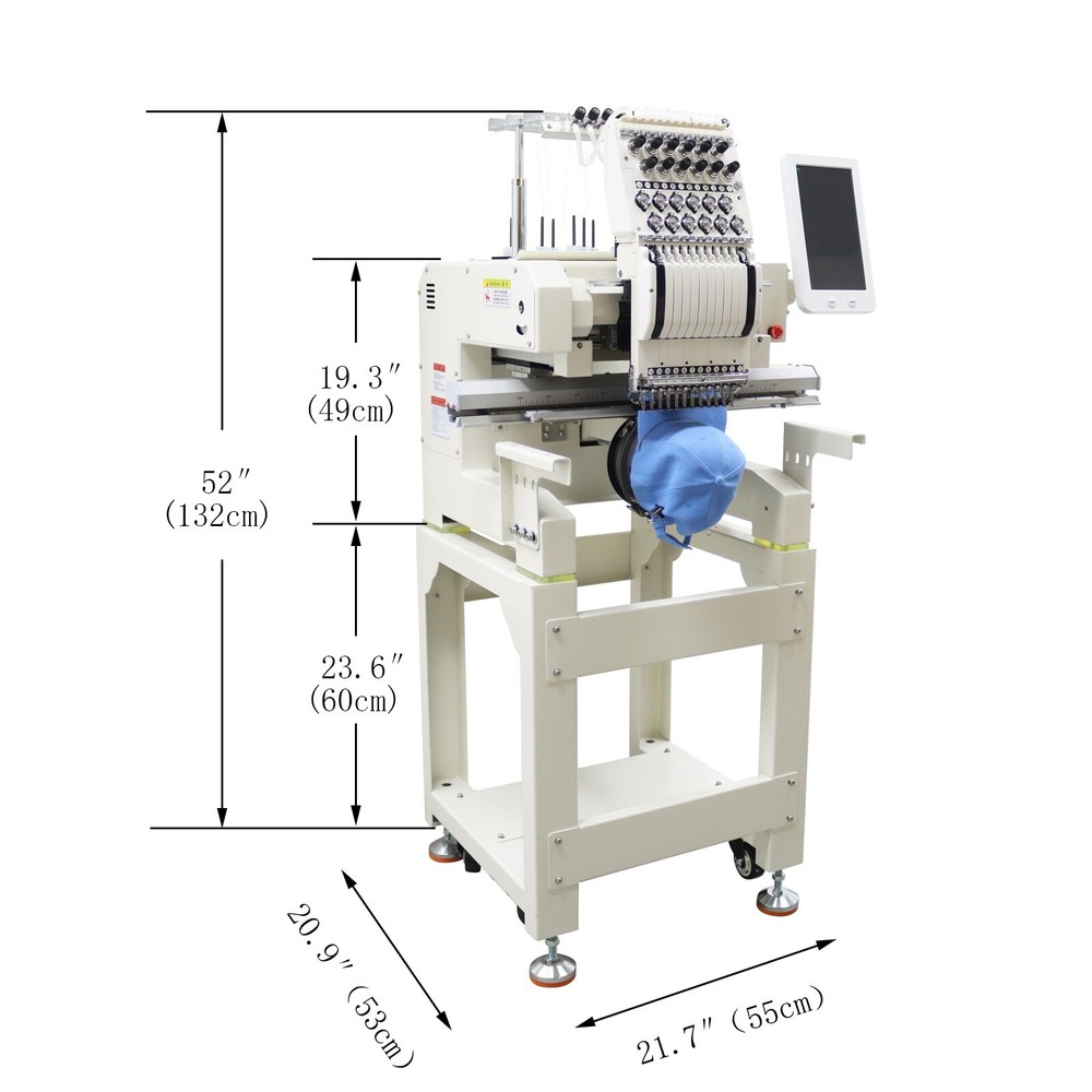 12 Needle Single Head Auto Embroidery Machine Computerized Sewing 110-220V