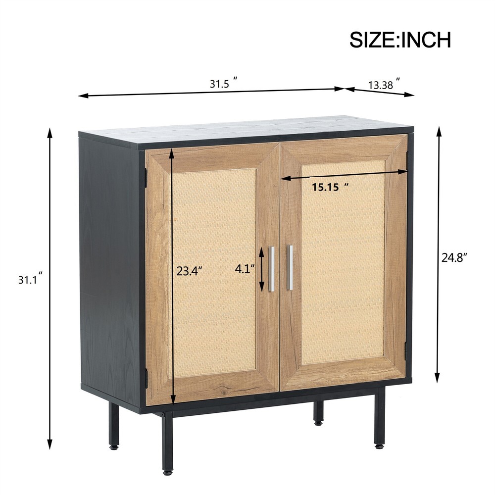 Rattan Cabinets Sideboard Buffet Storage Cabinet Accent Cupboard for Kitchen