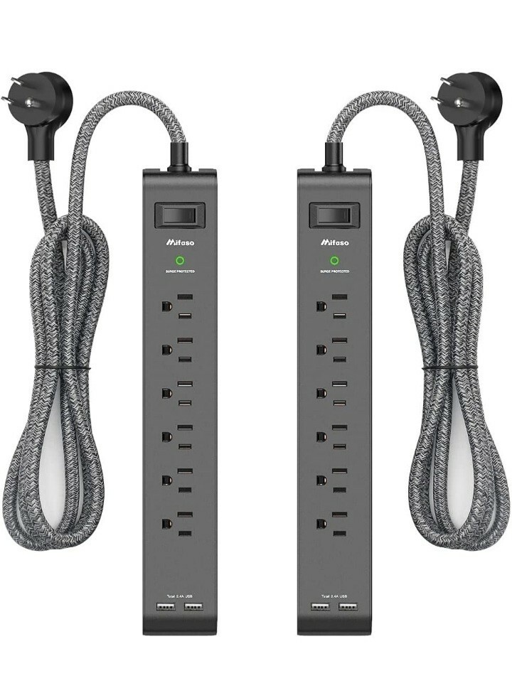 Mifaso 12Ft Power Surge Protector 2 Pack NEW