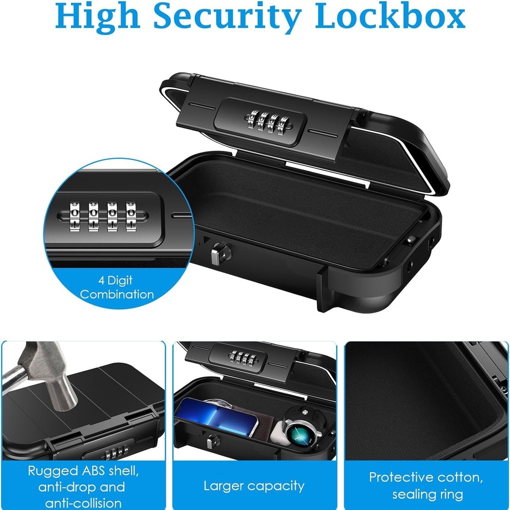 Portable Safe Box Combination Security Case Lockbox with Code Waterproof