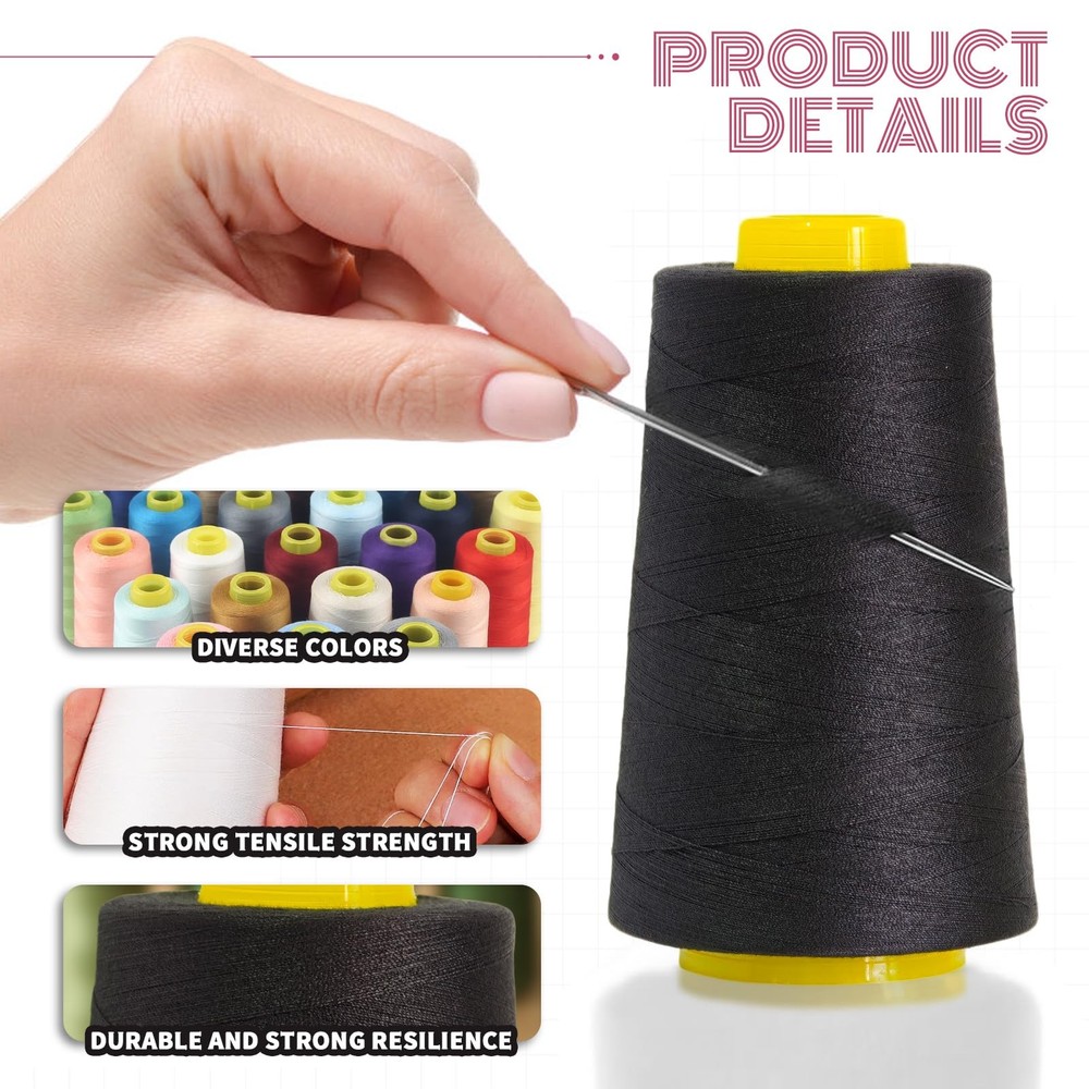 All Purpose Polyester Sewing Thread 4 Pack 12000 Yards Pink Cones Serger