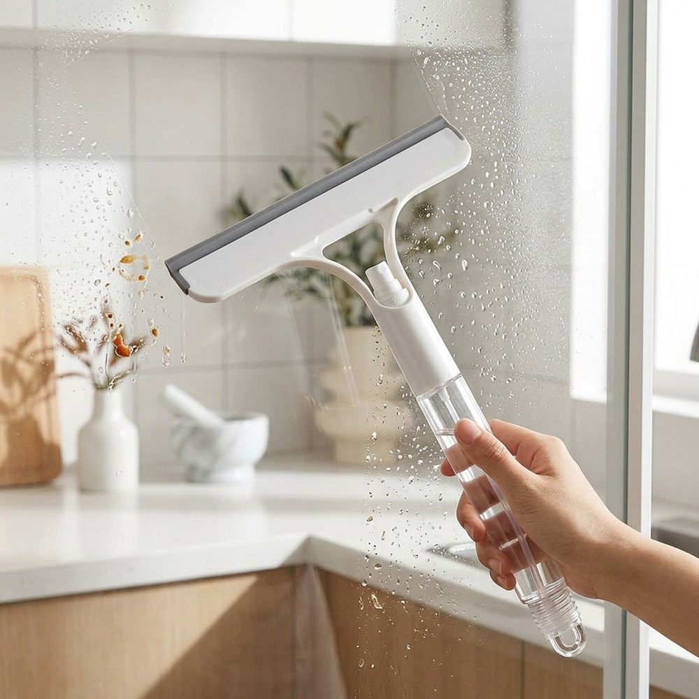 Home Window Mirror Cleaning Tool White Multi-Function Glass Squeegee