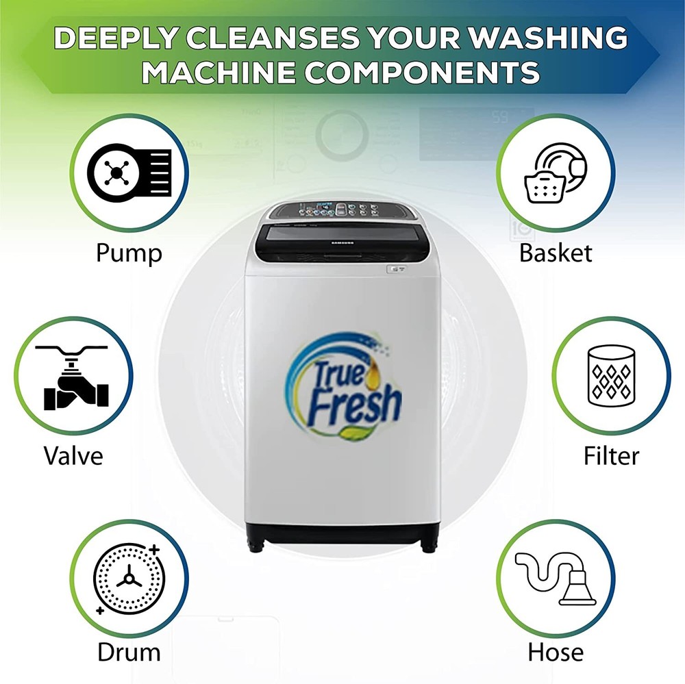 True Fresh Washing Machine Cleaning Tablets - 25 Solid Deep Cleaning Tablets