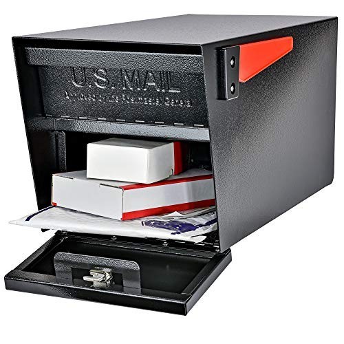 Curbside Locking Security Mailbox - Large Black Mail Manager for Safe Mail Deliv