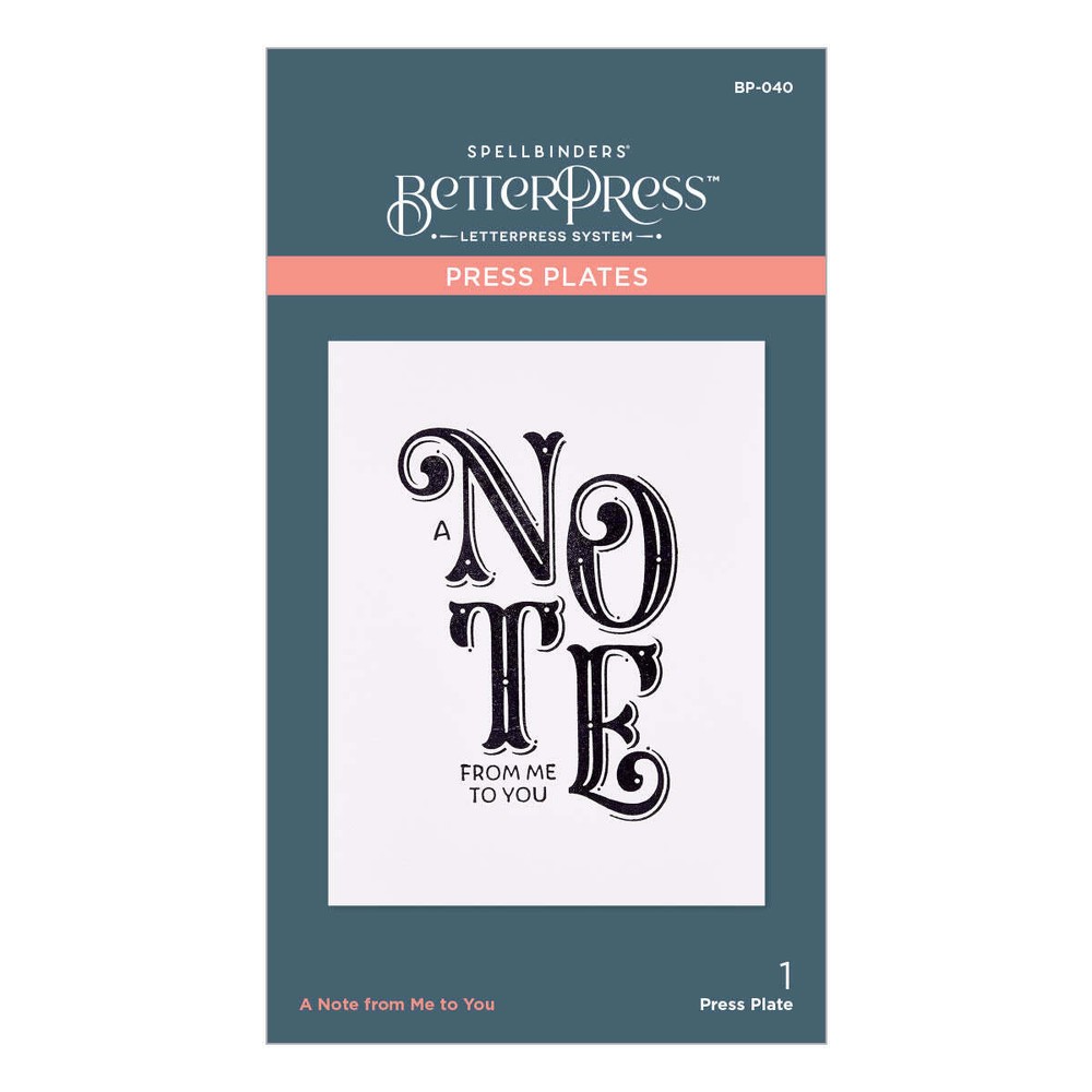 Spellbinders Press Plate - A Note From Me to You, BP-040