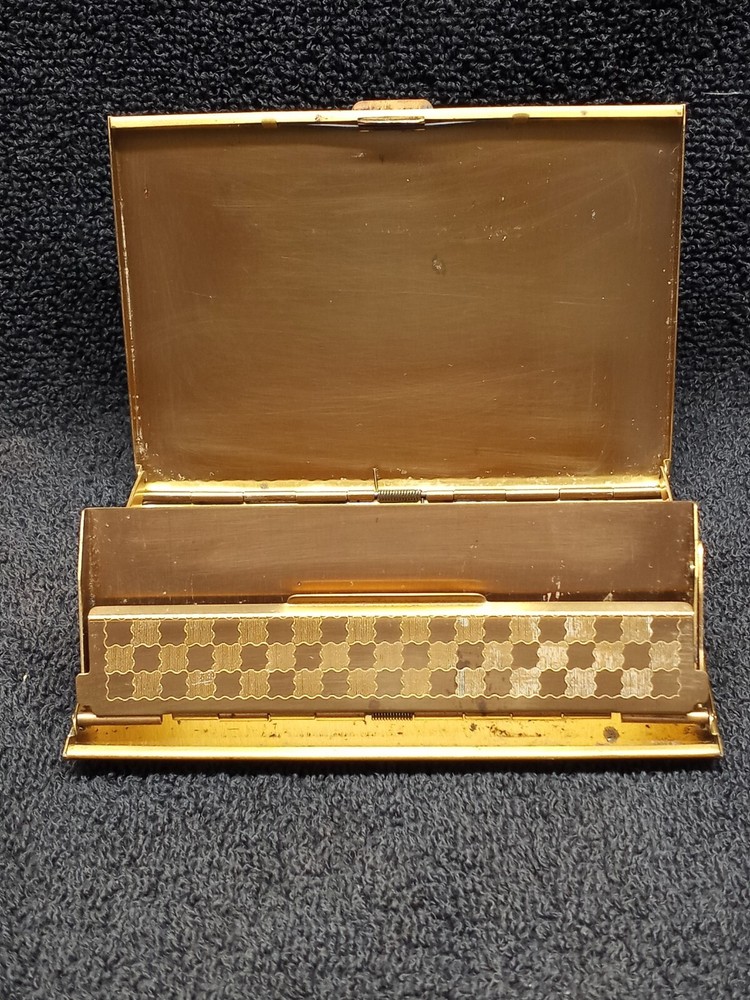 Vintage CIGARETTE CASE HINGED LID GOLD TONE