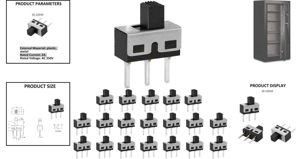 Durable 2 Position Micro Slide Switch - SPDT Panel Mount, Rated, 20 Pack