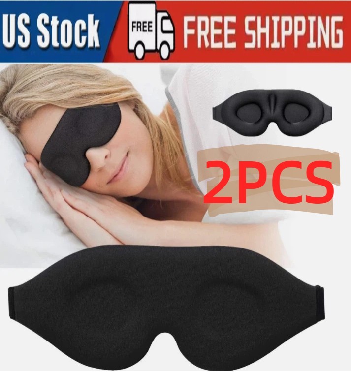 2 Pack Full Light Blocking 3D Sleep Eye Mask Night Sleeping Mask Relax Blindfold
