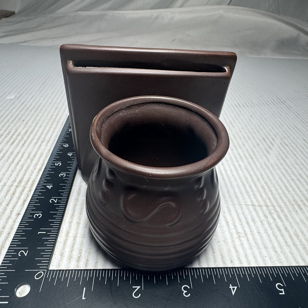 Vtg Dark Brown Match Holder