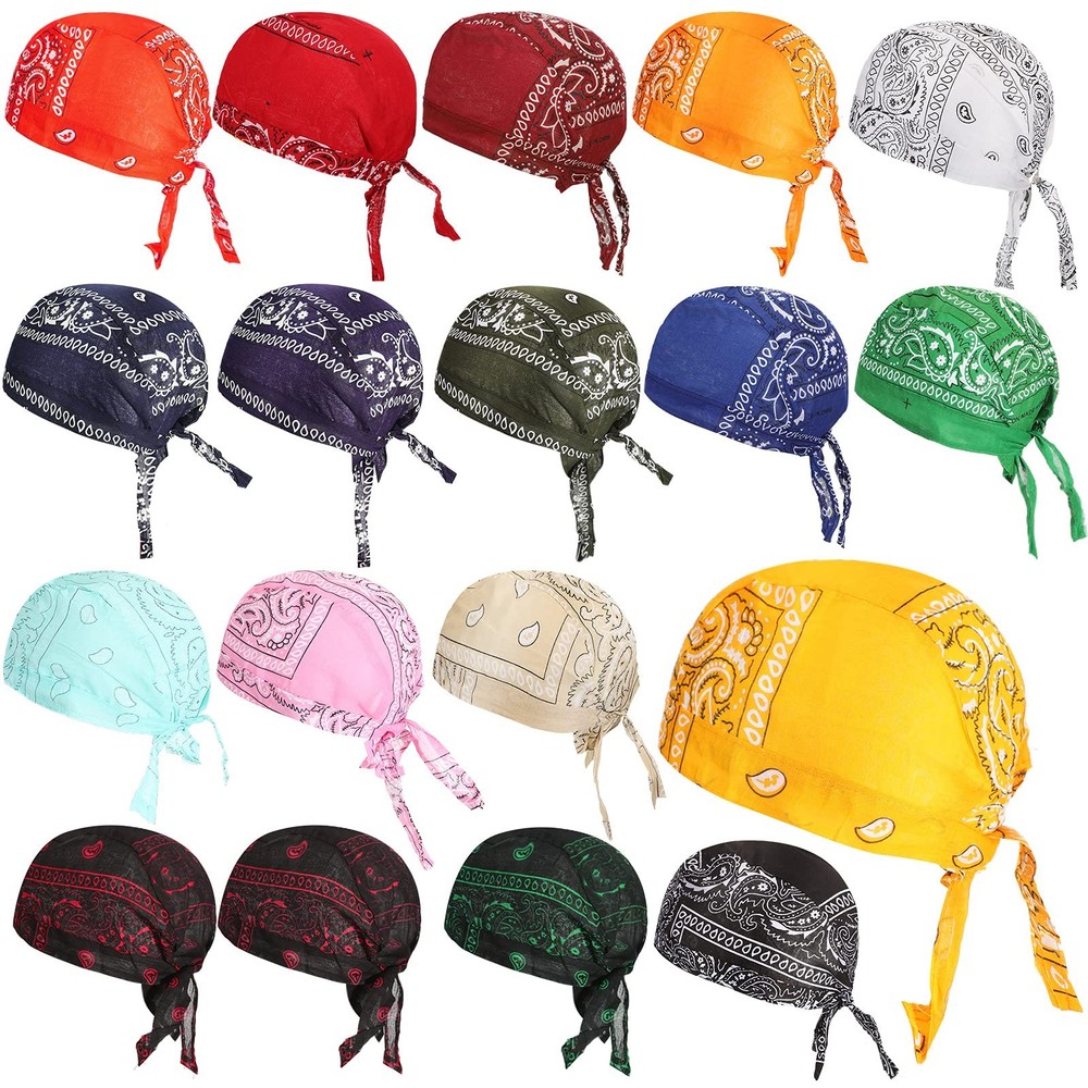 Xaatren 18 Pieces Do Rag Skull Cap Paisley Pattern 4X-Large, Multicolor