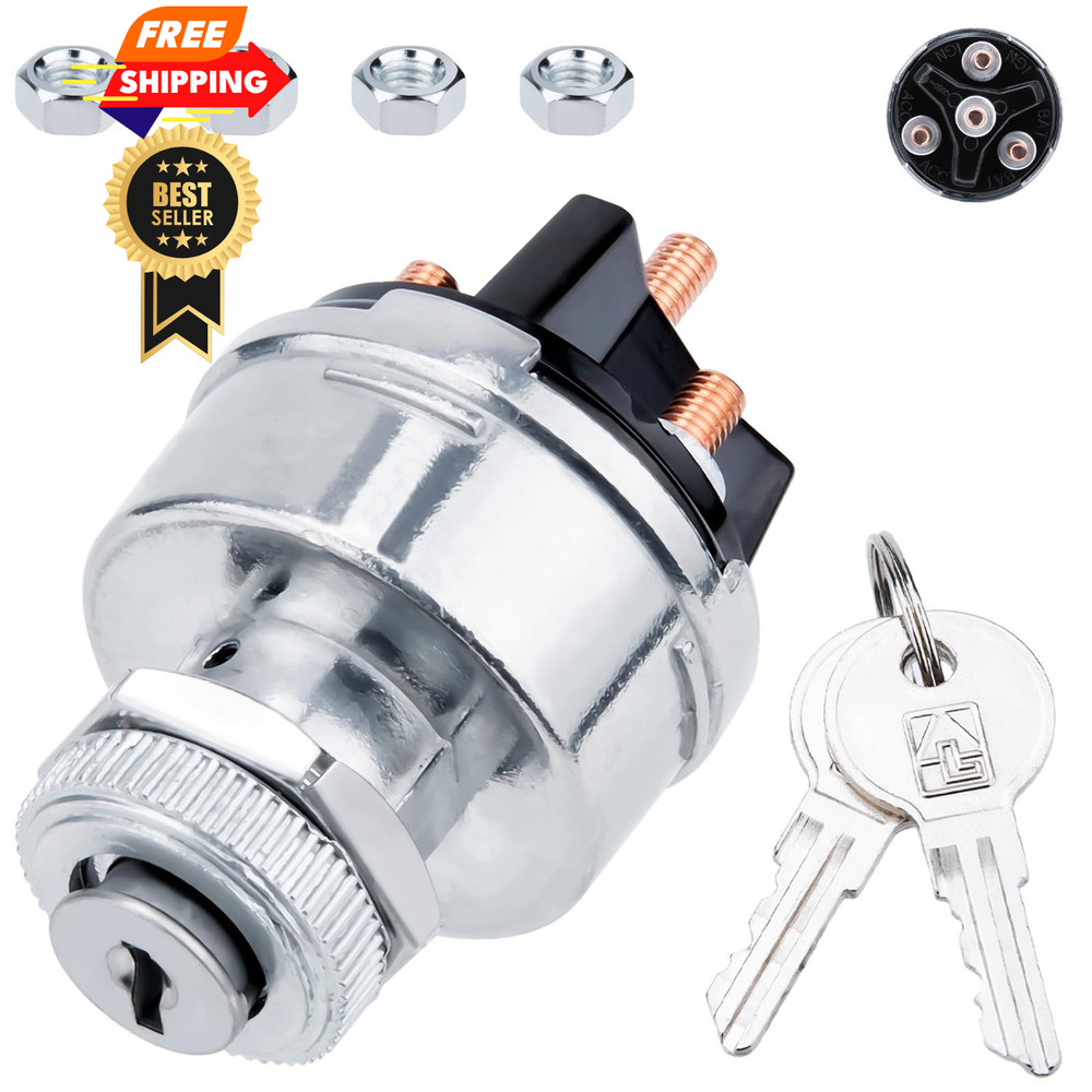 Ignition Switch with Key, Universal Key Switch, 12V 4 Position...