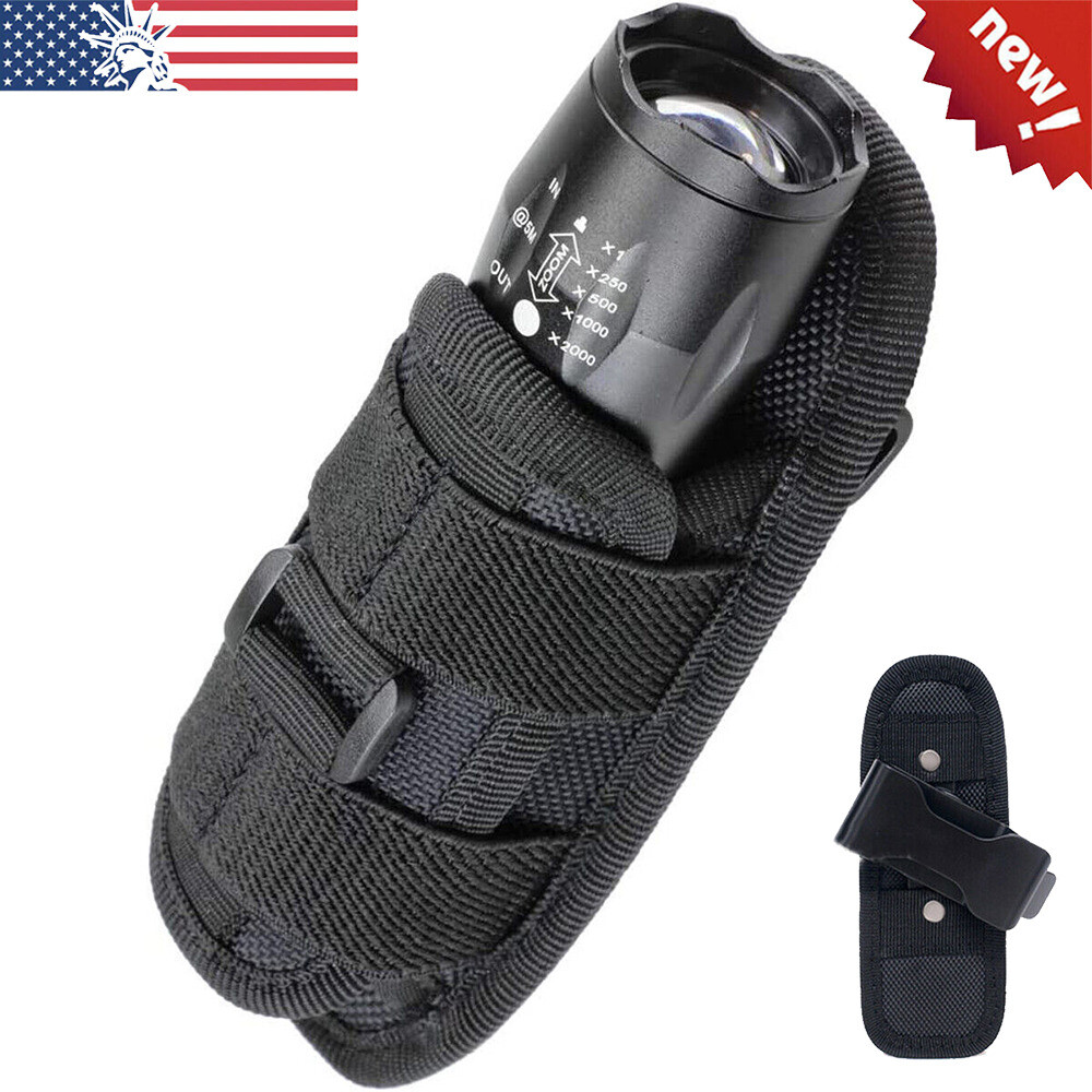 Tactical Molle Flashlight Holder Nylon Belt Holster Flashlight Torch Case Pouch