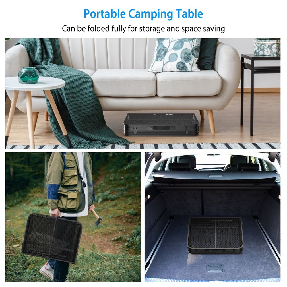 Foldable Camping Table Collapsible Picnic Aluminum Grill Stand Adjustable Table