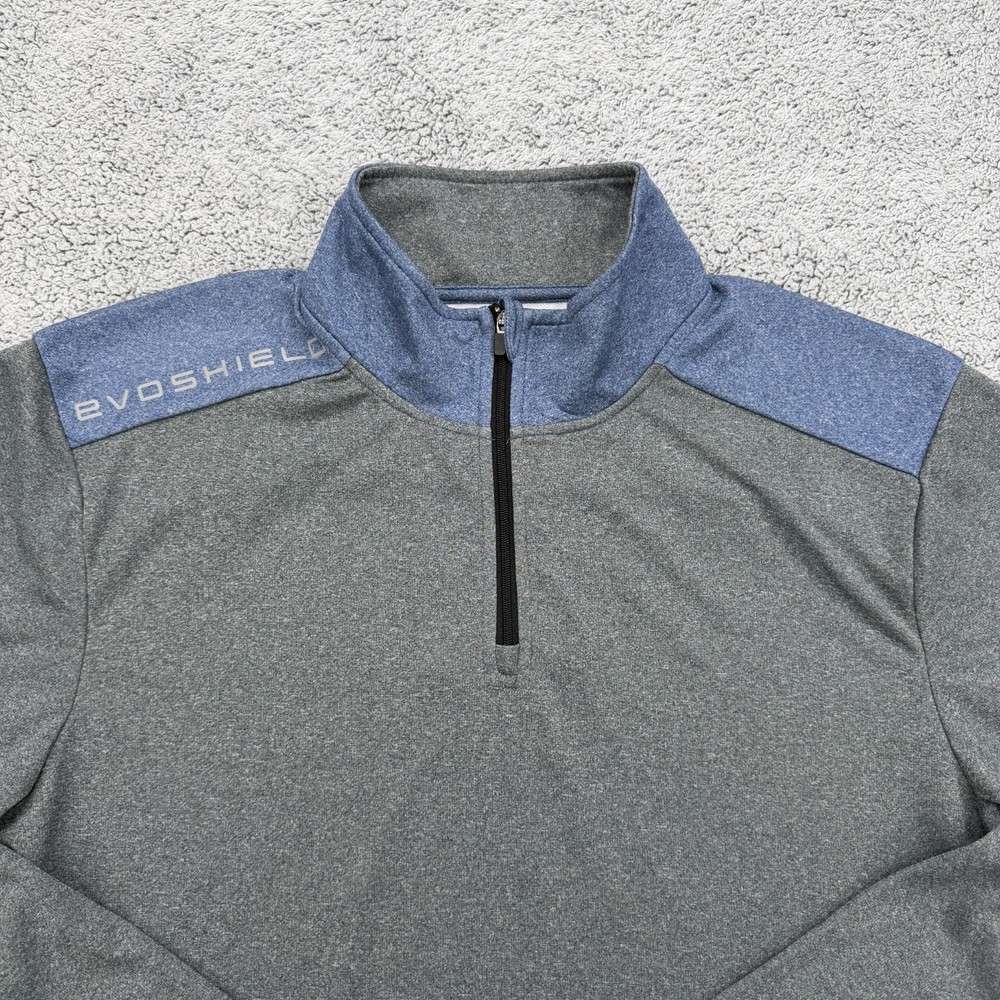 Evoshield 1/4 Zip Pullover Mens Small Gray Blue Mock Baseball Coach Sweater Soft