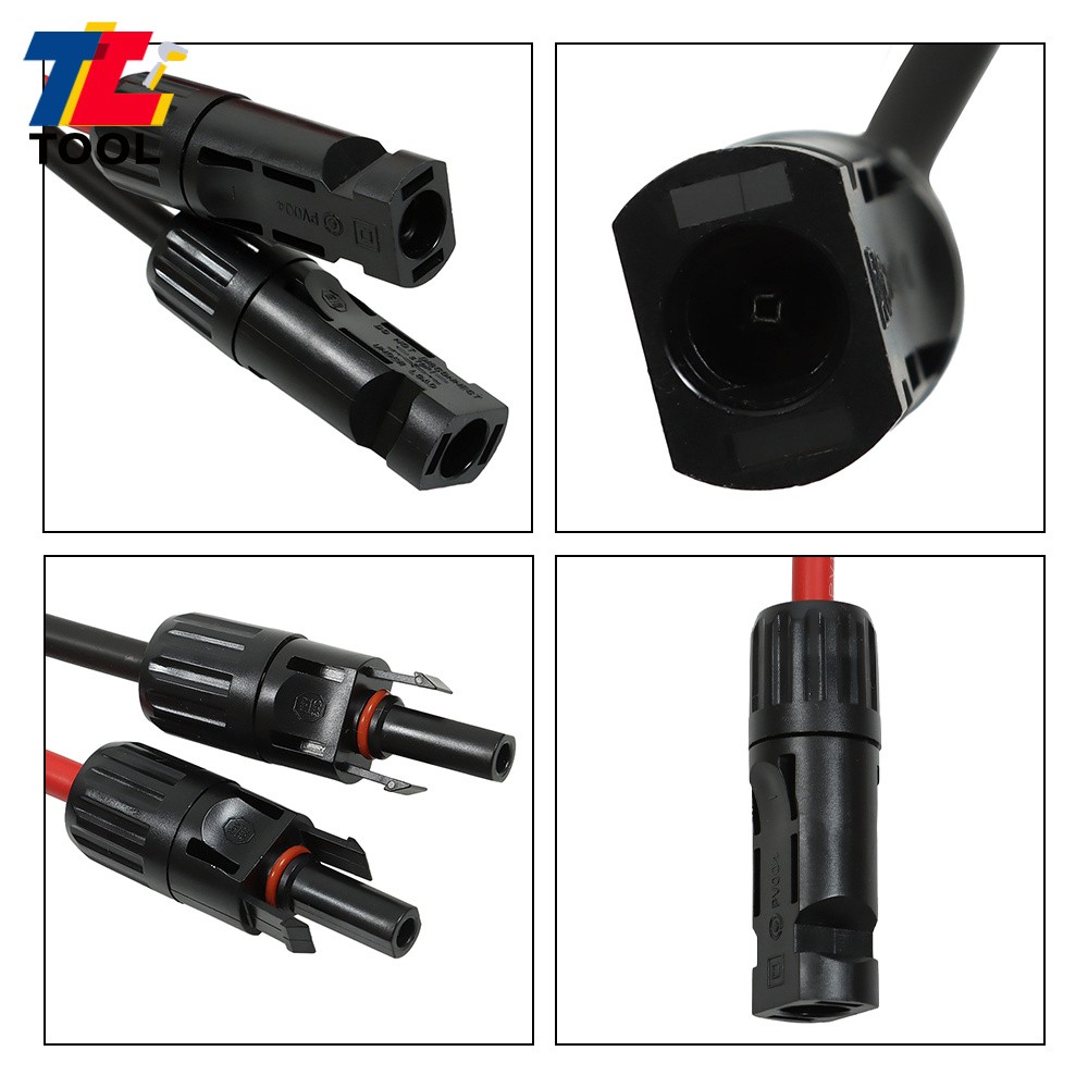 1 Pair 5ft 10AWG Black + Red Solar Panel Extension Cable Wire Connector