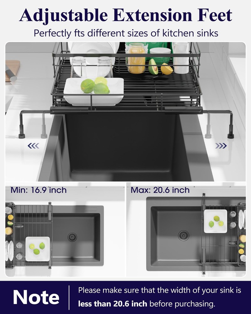 Extendable Dish Drying Rack - Rust-Resistant Dish Racks for Kitchen Counter w...