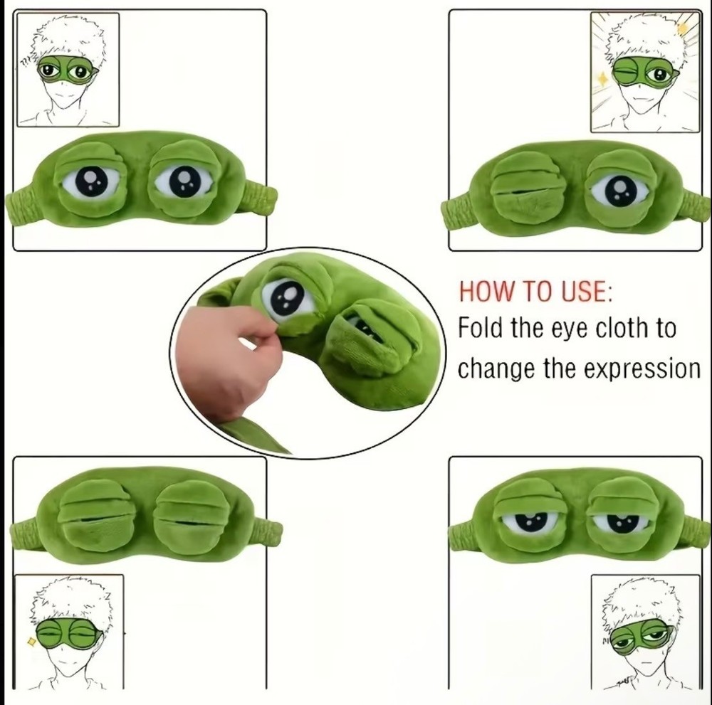 1pc CuddleBuddy Soft Frog Sleep Mask, Lanolin-Free Material