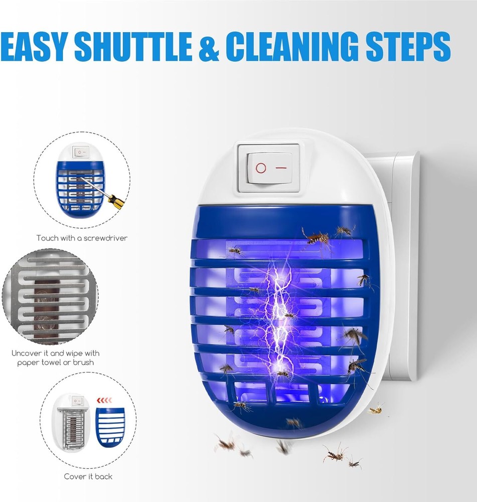 2-Pack Blue Light Bug Zapper Trap - Electric for Home, Garage & Fly Control