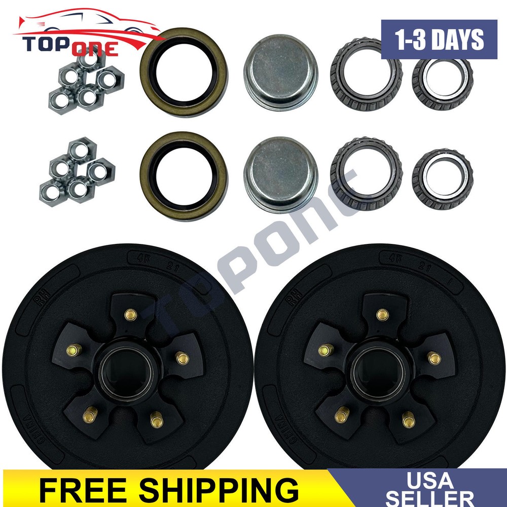 10" x 2-1/4" Trailer Brake Hub Drum Kit 5 on 4.5" for 3500 lbs Axle w/Bearings