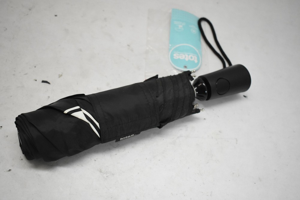 Totes Automatic Open Compact Umbrella Black 42in Company Branded Logo