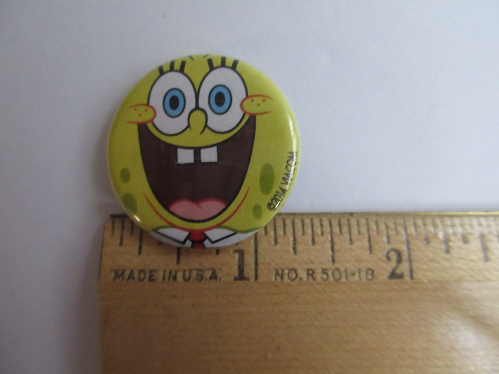 2 SpongeBob SquarePants 1.25" Push Back Pin Button Viacom 2014