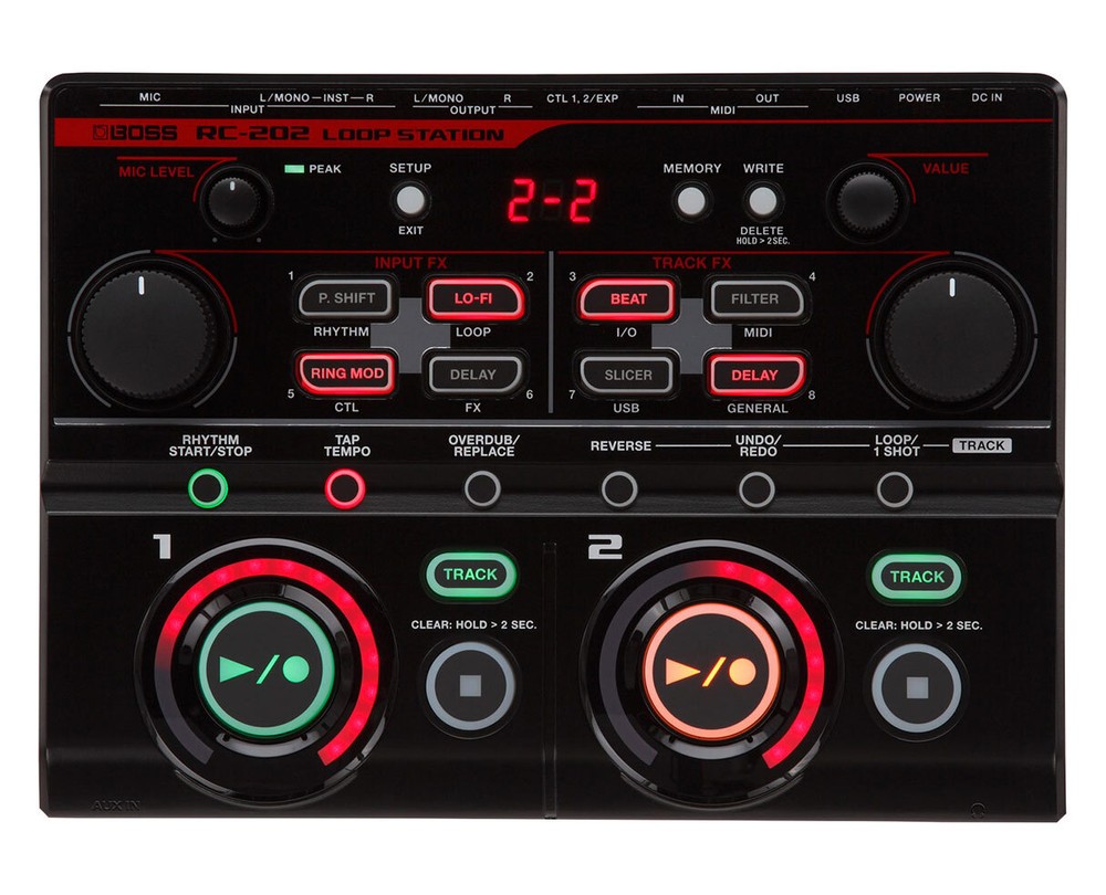 Boss RC-202 Loop Station pedal + Gator 9V Power Combo & 3 Patch Cables