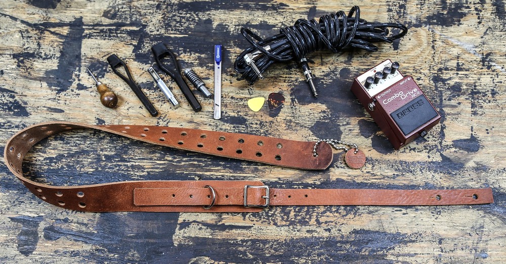 1 3/4" Tan Saddle Double Hole Buckle Guitar Strap