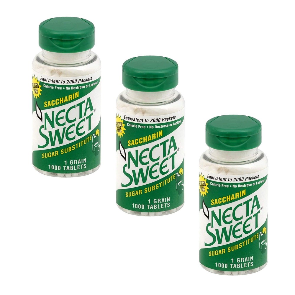 Zero-Calorie Saccharin Tablets - Sugar Substitute, 1,000 Tablets, 3-Pack