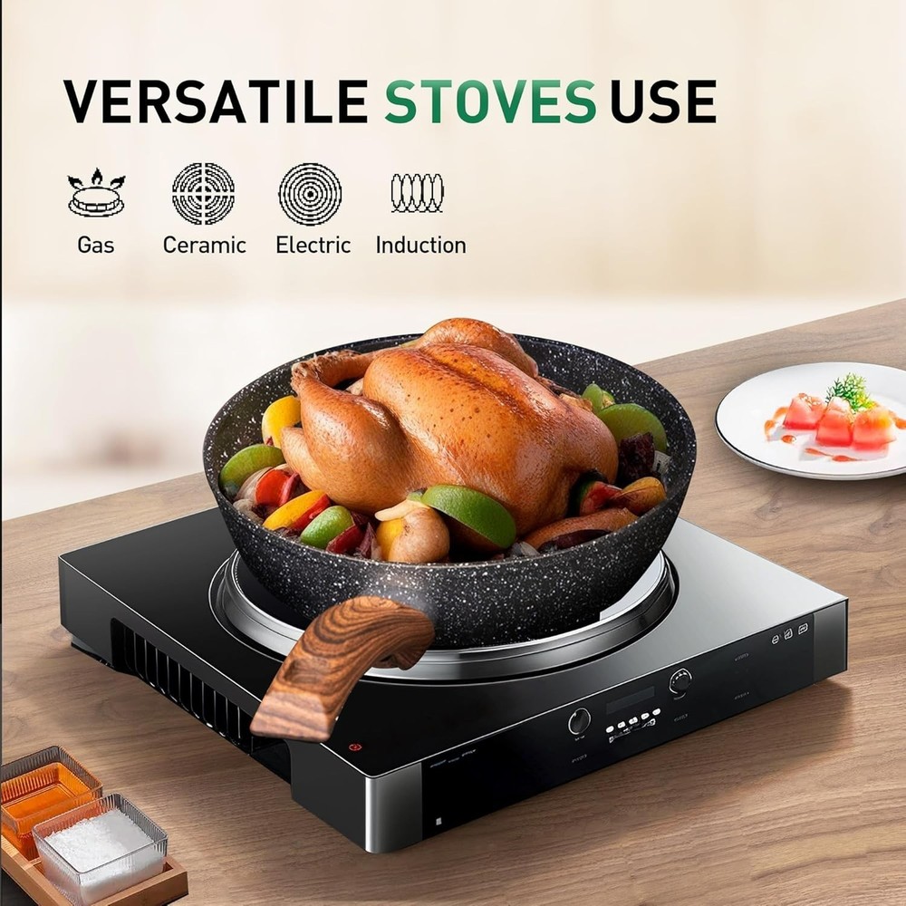Induction Pots and Pans Set Non Stick, 12 Piece Nonstick Kitchen Cookware Sets,