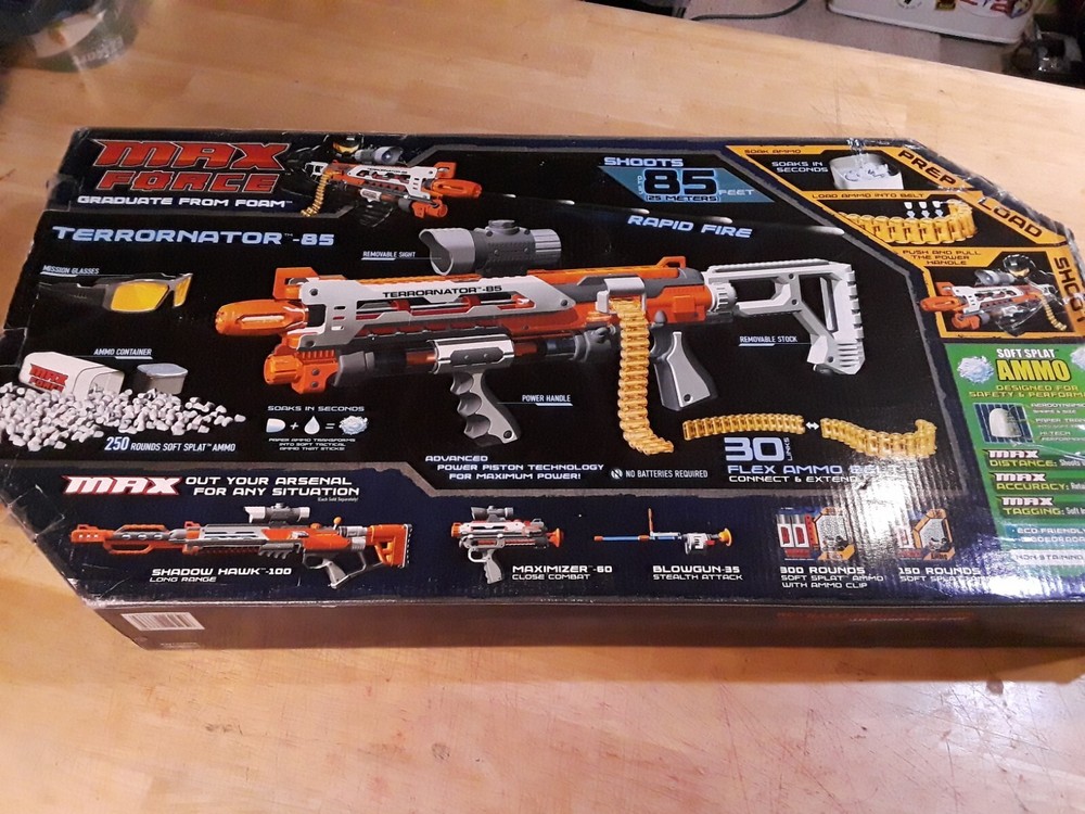 MAX FORCE SPLAT Blaster Lot, Terrornator-85, Shadow Hawk-100, Maximizer-60 Ammo