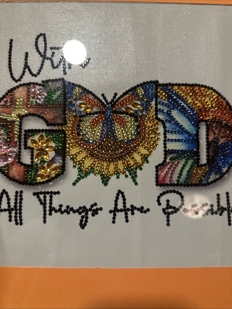 Diamond Art “With God All Things” Wall Hanging - Framed