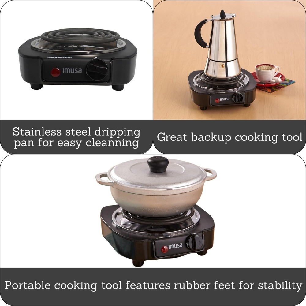 IMUSA Single Electric Burner, Black Single,