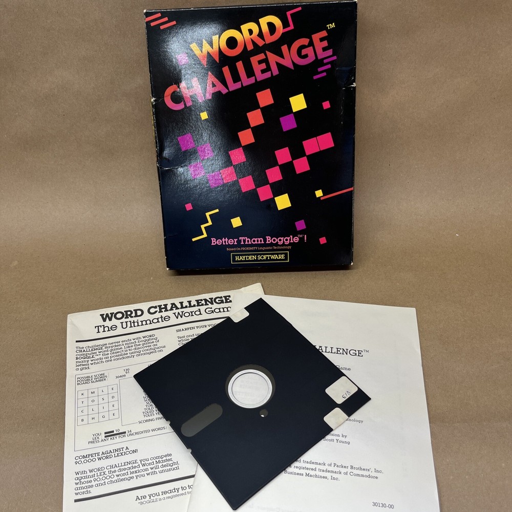 Hayden Software Word Challenge Computer Game For Commodore 64 (1984) With Manual