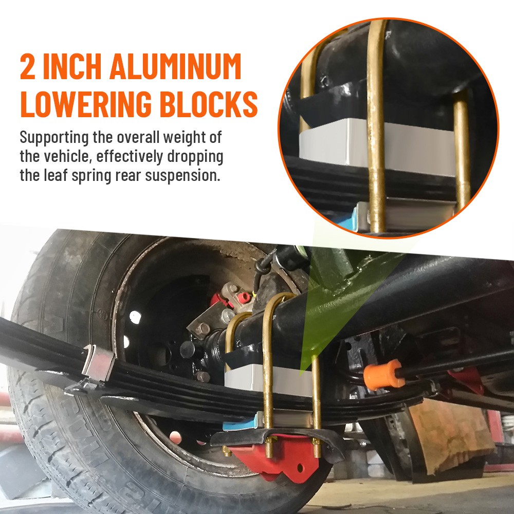 2" Inch Universal Aluminum Leaf Spring Lowering Block Kit 2 Pack
