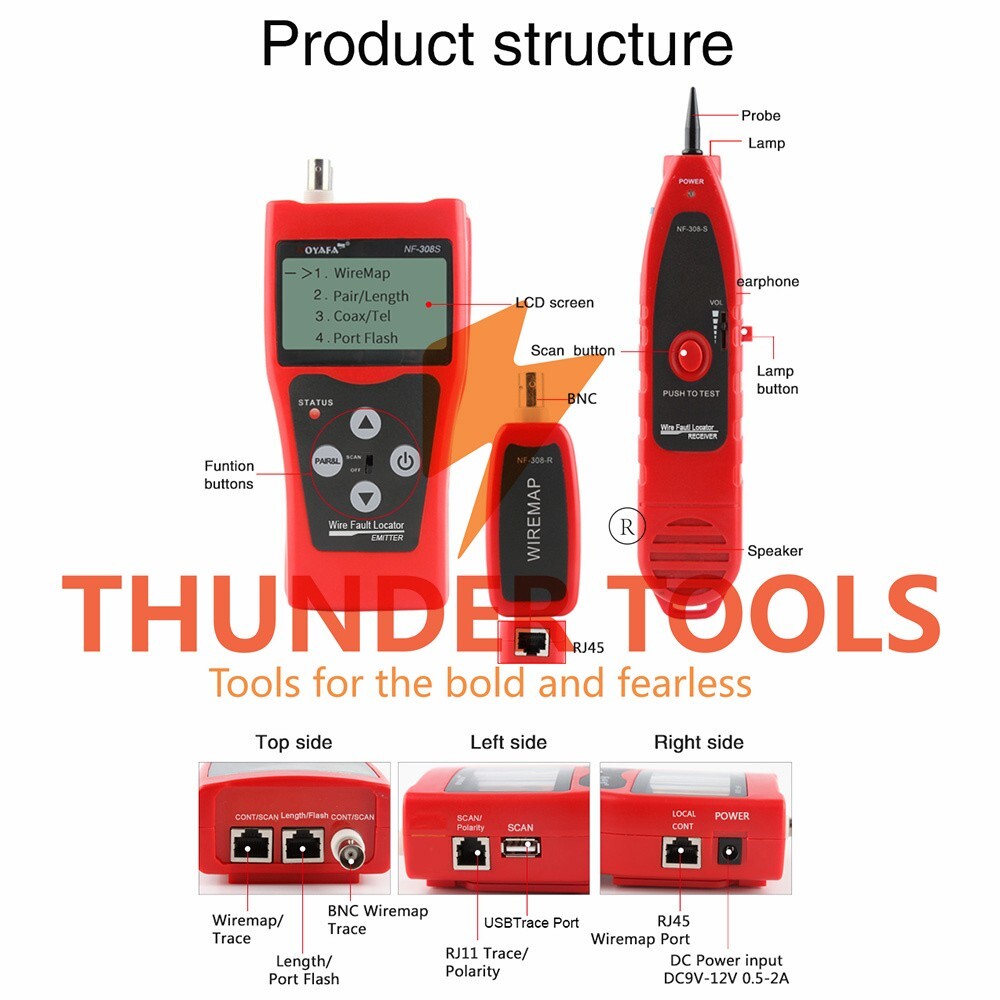 Thunder Tools NOYAFA Multi-functional LCD Network Cable Tester High