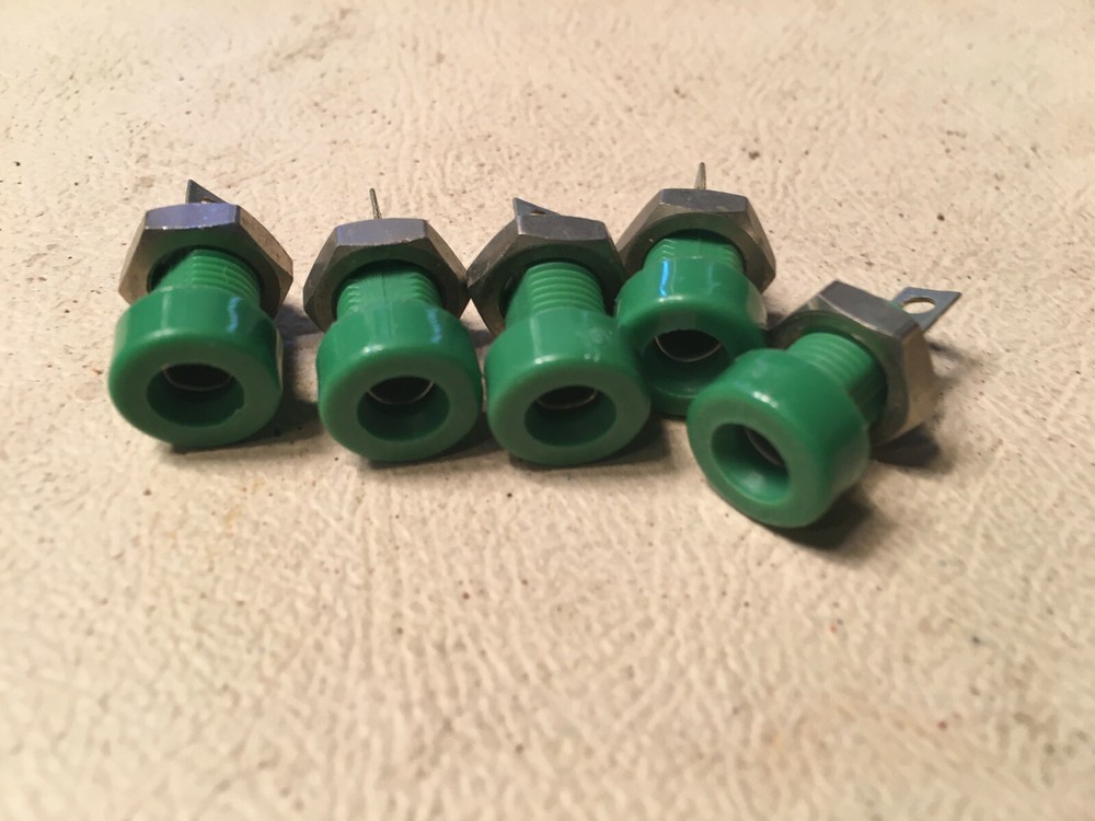5 Pomona Electronics Panel Mount Banana Jack, New, Green
