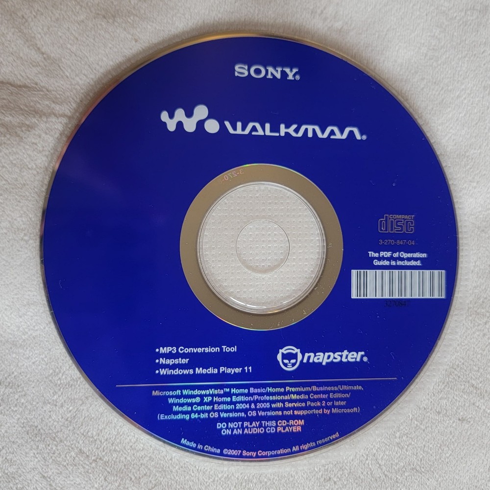Sony Walkman CD-ROM MP3 conversion tool, Napster & Windows Media Player 11