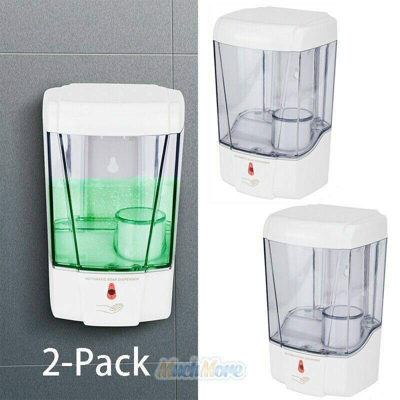 2x Automatic Liquid Soap Dispenser 700ML IR Sensor Wall Mount Gel/Soap Container