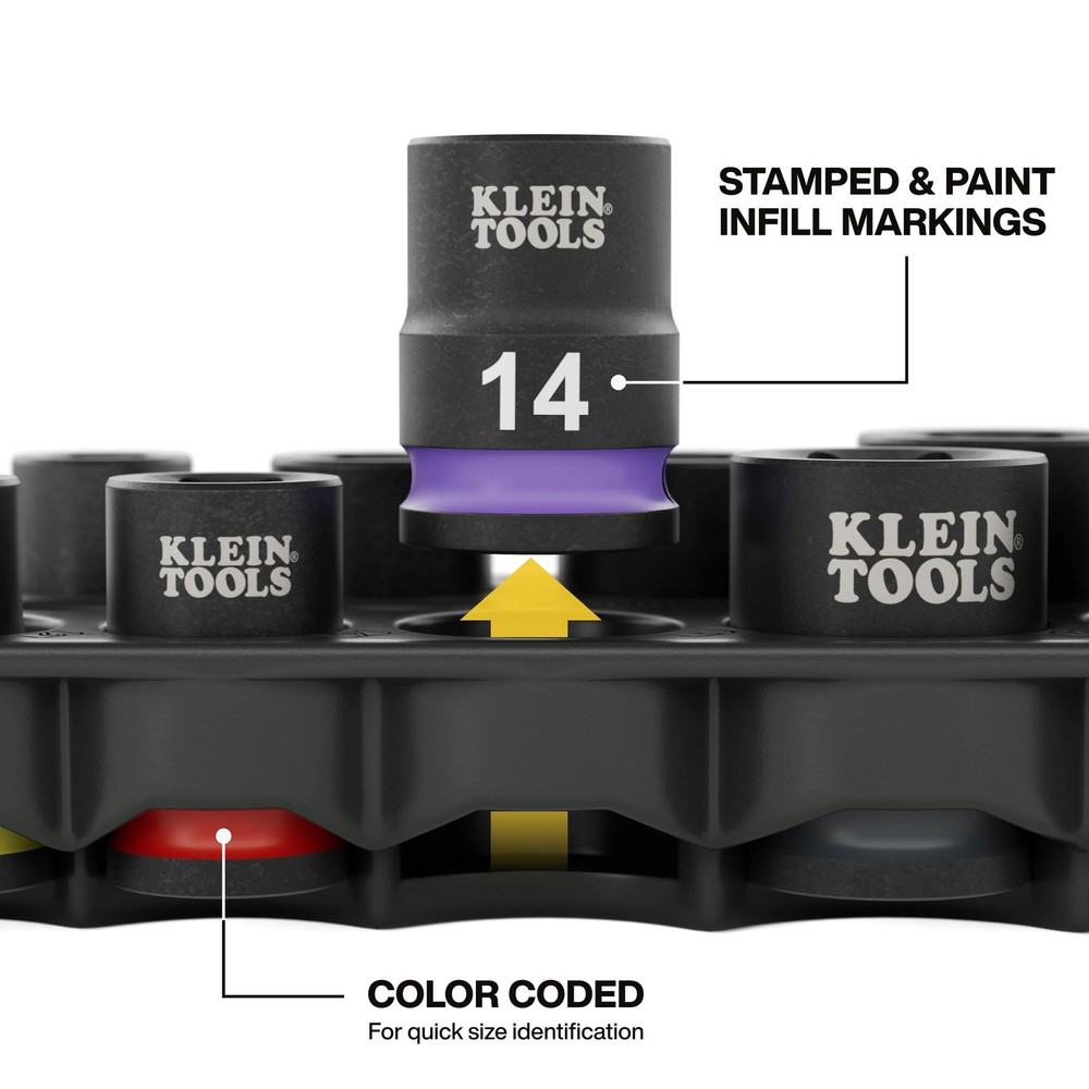 Klein Tools 33809M Grab-And-Go Impact Socket Set, Metric, 10 Pc.