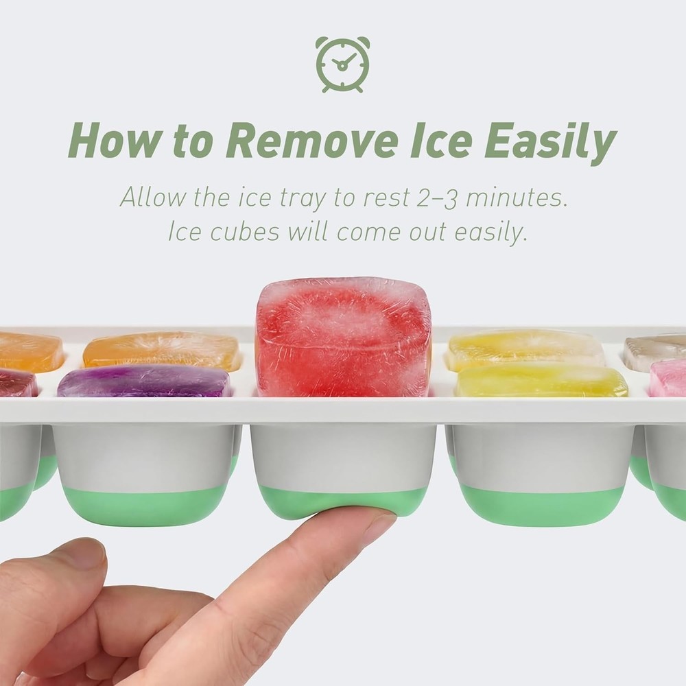 Ice Cube Tray with Lid, 2 Packs 28 Cubes Durable Stackable Ice Cube Trays for Fr