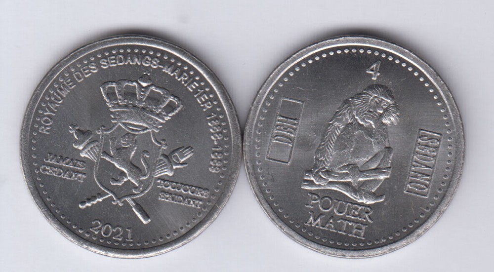 SEDANGS (VIETNAM) 4 Math 2021, Monkey, unusual coinage