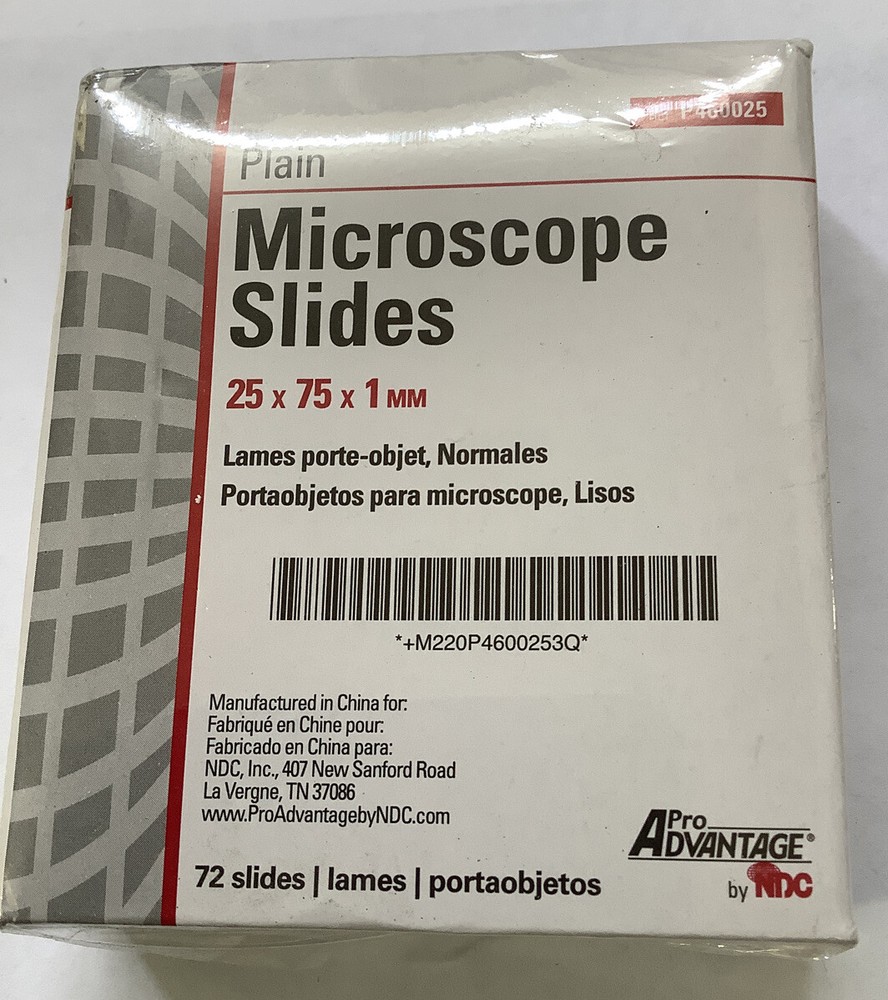 Advantage Pro,Plain Microscope Slides, 72ct 25 x 75 x 1 mm.