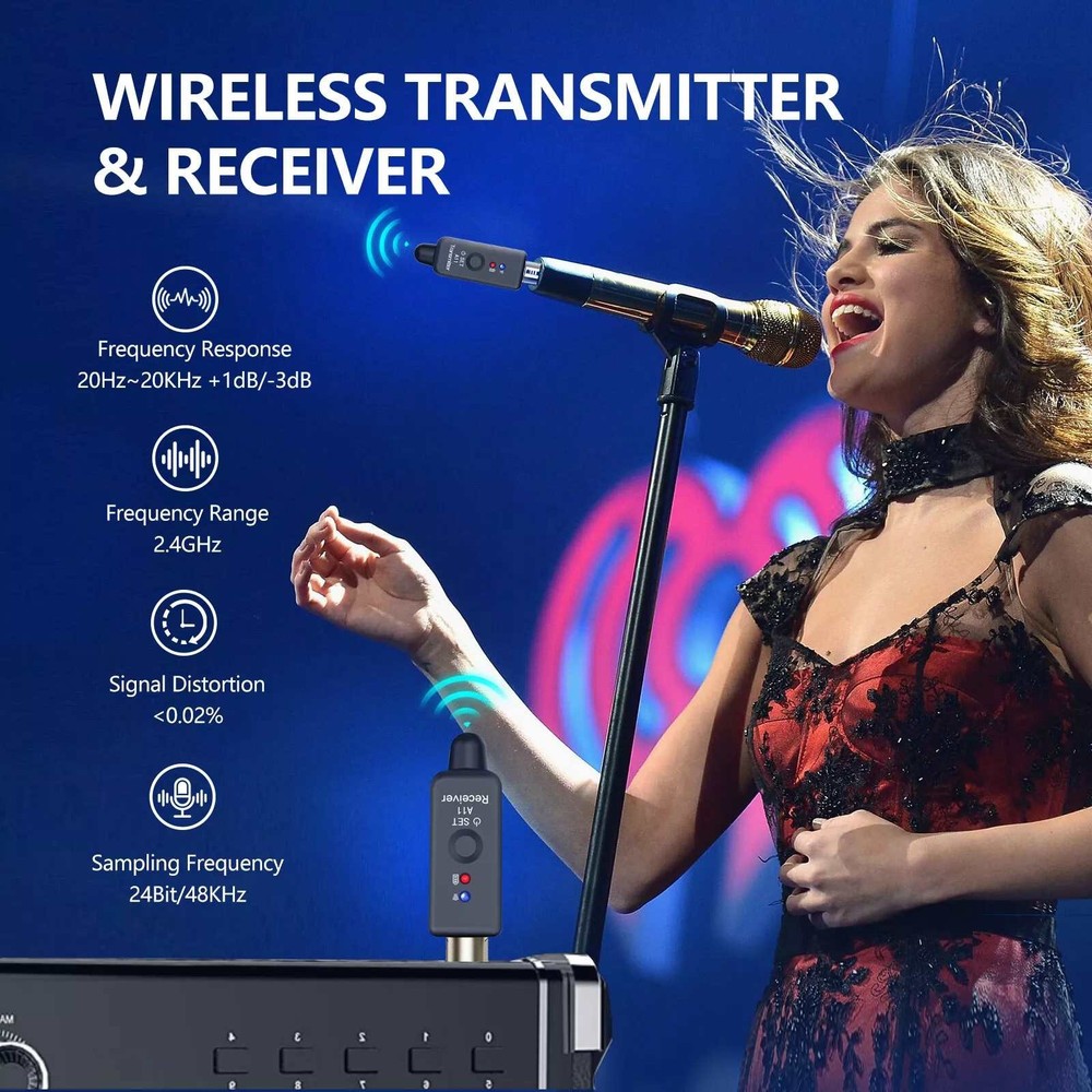 1set Wireless Microphone Transmitter&Receiver Ultra-Low Latency Transmission